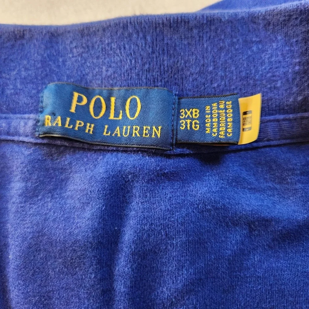 RALPH LAUREN‎ Polo Shirt Mens 3XB Blue Big & Tall Short Sleeve Flesh Pony Logo